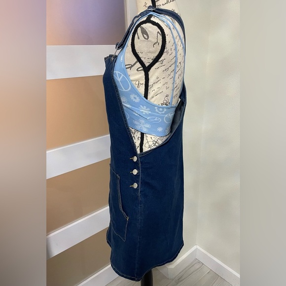 🦋 Unbranded blue jean suspenders knee length EUC - Picture 4 of 4